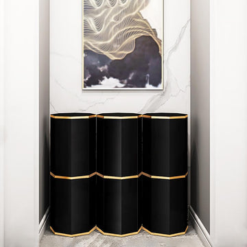 Black Round Swivel Tall And Narrow Shoes Storage Cabinet with 3 Doors 18 Pairs